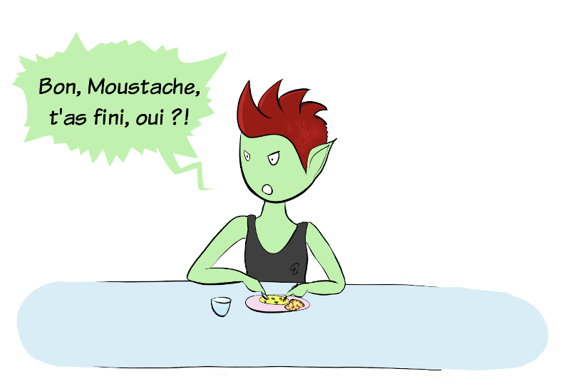 BD HotPanda, case : Petit Lutin s'énerve :'Bon, Moustache, t'as fini, oui ?!'